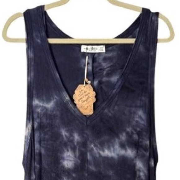 NWT: Natural Life Midnight Sleeveless Side Pockets Tie-Dye Wide-Leg Jumpsuit - Picture 4 of 4